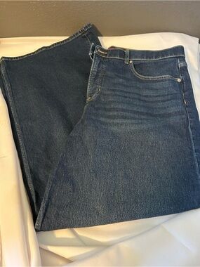 SPANX Women’s Relaxed Fit Blue Denim Jeans w/ Flare Leg